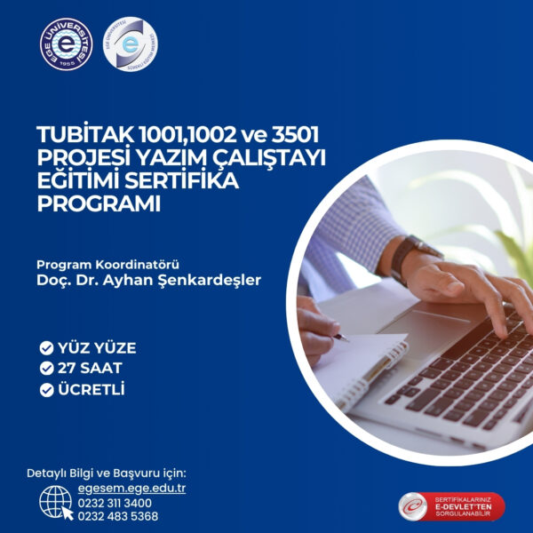 Tübitak 1001, 1002 ve 3501 Projesi Yazım Çalıştayı Eğitimi Sertifika Programı