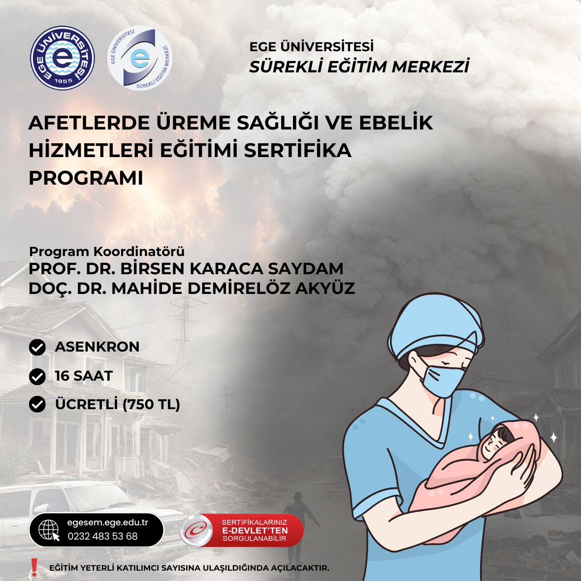 Afetlerde Üreme Sağlığı ve Ebelik Hizmetleri Eğitimi Sertifika Programı