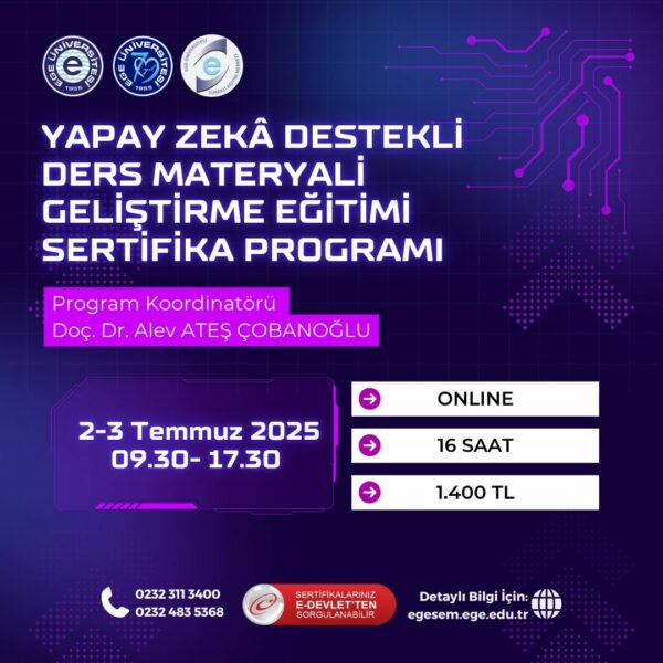 Yapay Zekâ Destekli Ders Materyali Geliştirme Eğitimi Sertifika Programı