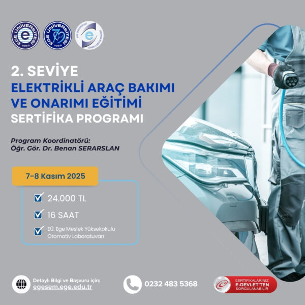2. Seviye Elektrikli Araç Bakımı ve Onarımı Eğitimi Sertifika Programı