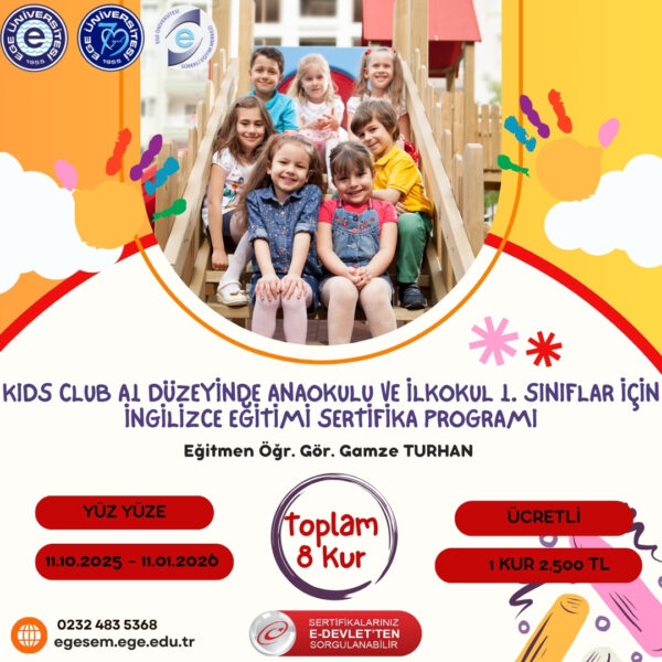 Kids Club A1 Düzeyinde Anaokulu ve İlkokul 1. Sınıflar İçin İngilizce Eğitimi Sertifika Programı