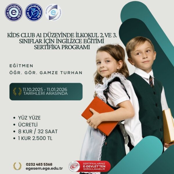 Kids Club A1 Düzeyinde İlkokul 2. ve 3. Sınıflar İçin İngilizce Eğitimi Sertifika Programı