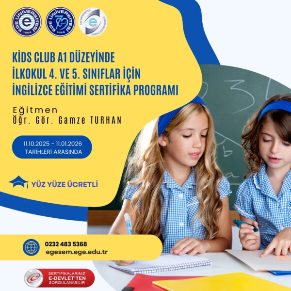 Kids Club A1 Düzeyinde İlkokul 4. ve 5. Sınıflar İçin İngilizce Eğitimi Sertifika Programı